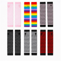 6 Pairs Arm Warmers, Colorful Goth Arm Sleeves Women, Long Fingerless Gloves for Women, Warm Stretchy Knit Striped hand warmer gloves for Women's School Office Outdoor Accessories - front view