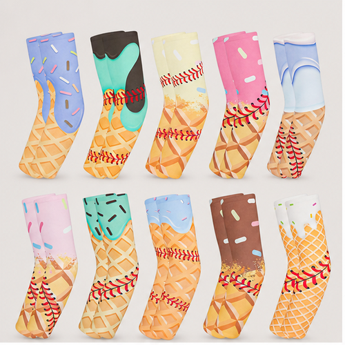 10 Pairs Ice Cream Baseball Arm Sleeves Funny Reusable Breathable Teens Arm Sleeves for Ice Cream Lover Gifts - front view