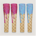 4 Pcs Ice Cream Arm Sleeves with Baseball Beaded Necklace, Youth Cooling UV Protection Compression Sleeves for Sports - front view